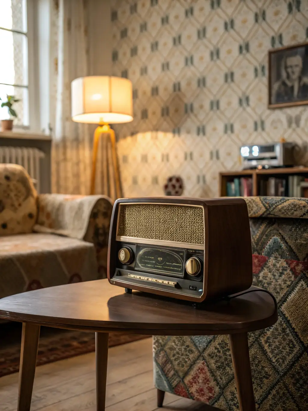 A close-up of a restored Resistance-era radio, highlighting its historical significance and the role it played in communication during the war.